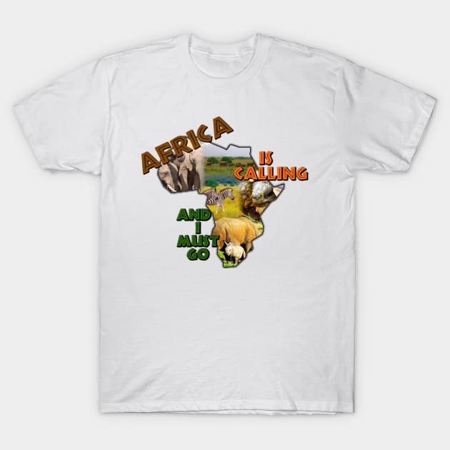 Africa Is Calling Wildlife Continent Collage T-Shirt by PathblazerStudios